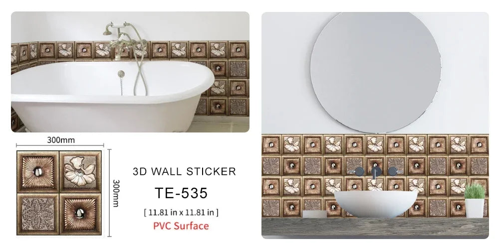10/20PCS Imitation Brick Tile cobblestone Wall Stickers Water and Oil Proof for Kitchen Restaurant Tea room Relaxation area etc.