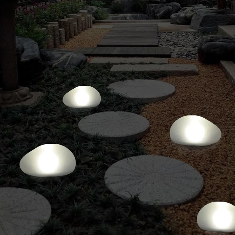 Solar LED Light Outdoor Glow Cobblestone Lamp Luminous Stone  Lighting Pebble RGB Garden Light Pathway Garden Decor