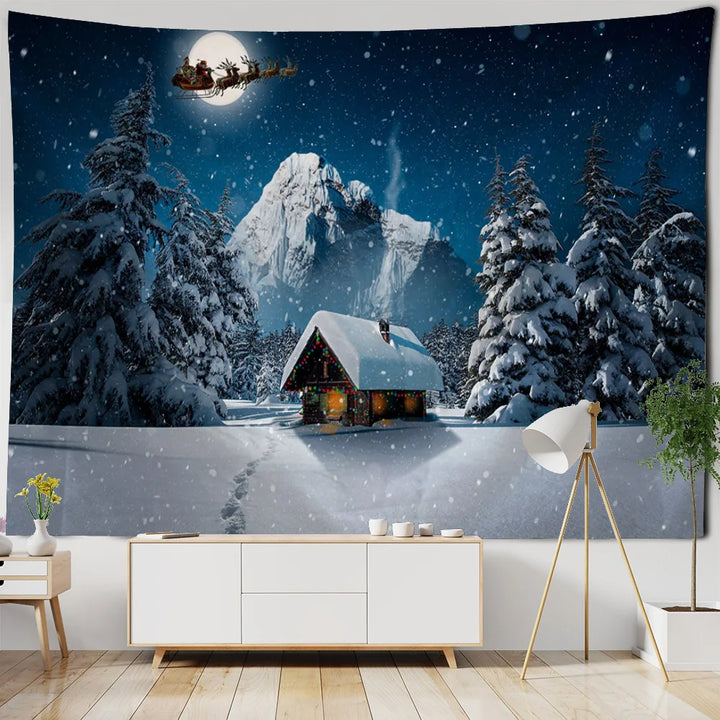 Christmas decoration tapestry, wall hanging, reindeer, Bohemian style, hanging on the wall, room decoration