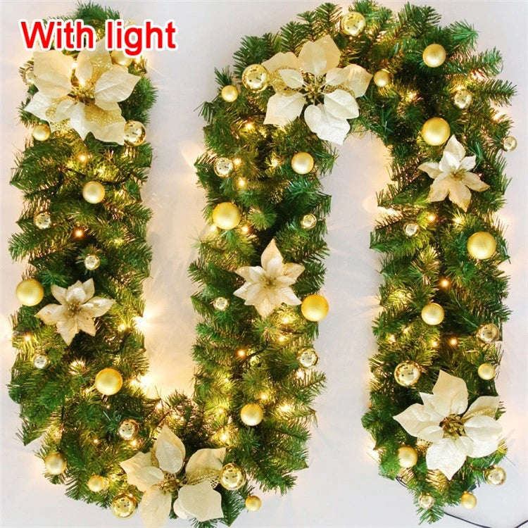 270cm Christmas LED Rattan Garland Decorative For Staircase Fireplace Christmas Decoration Xmas Tree Rattan Banner Home Pendant