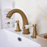 Antique Brass Widespread Bathroom Sink Faucet 3 Hole Basin Mixer Tap aan083
