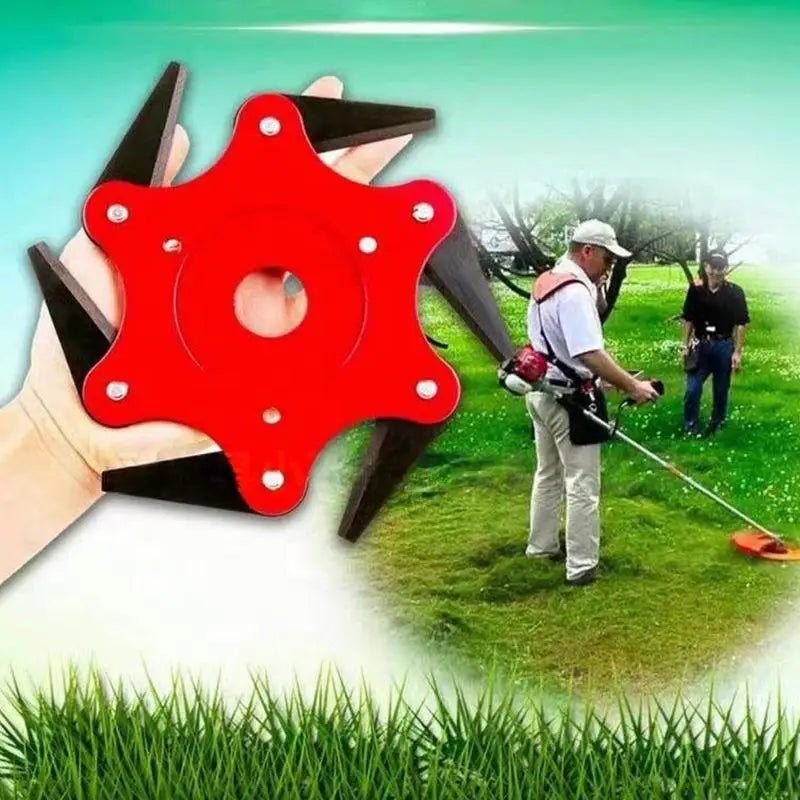 6-Blade Lawn Mower Cutter Head - Universal Multi-Purpose Brush Cutter Attachment for Grass & Weeds (Fits Most Trimmers)