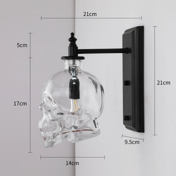 Skull Bones Wall Lamp Retro Loft Sconces Clear Glass Bottle Wall Art Light Fixtures for Dinning Room Bar Industrial Home Decor