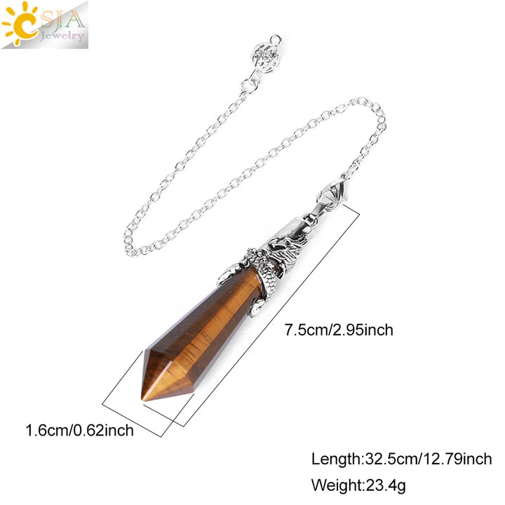 CSJA Dragon Crystals Pendulums for Dowsing Natural Stone Quartz Pendant Divination Pendulum 12 Faceted Balancing Pendulo H024