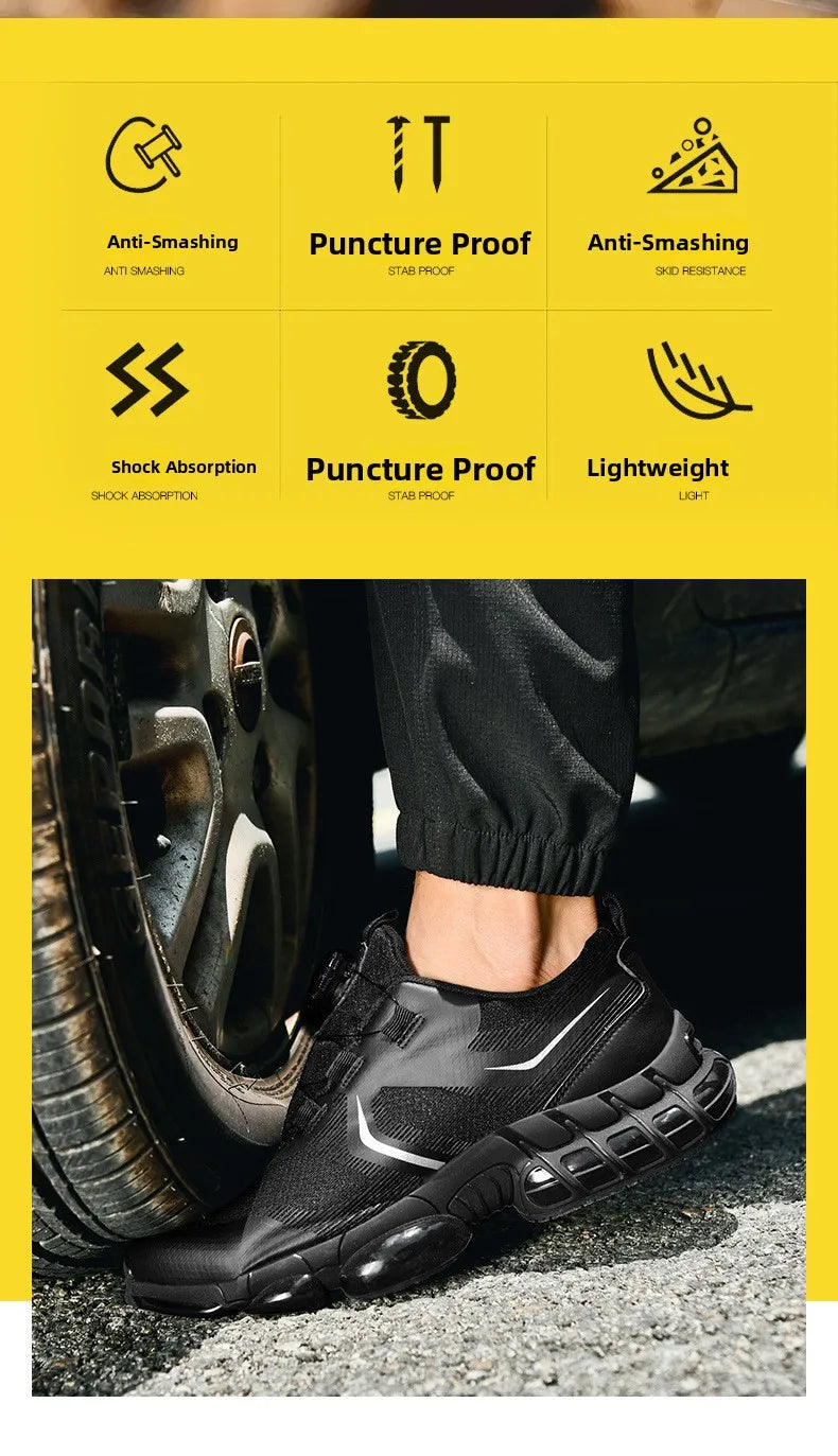 Trendy Steel Toe Shoes Men's Women's Extra Large Size Labor Protection Shoes Anti-impact Lightweight Thick Bottom