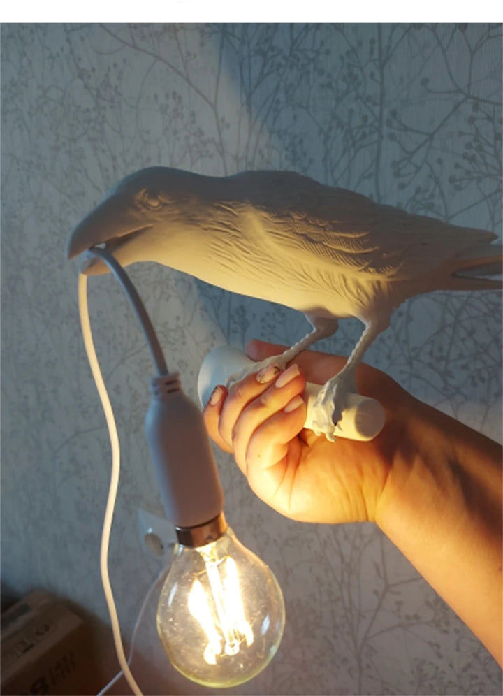 Resin Lucky Bird Crow Wall Lamp Table Lamp Night Light Bedroom Bedside Living Room Wall Lamp Home Decoration(Free bulb)