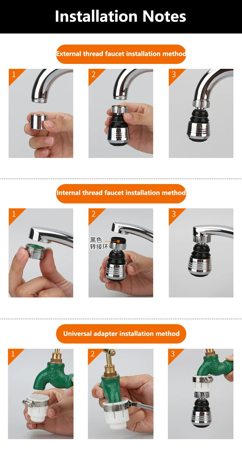 360° Rotating Kitchen Faucet Pressurized Anti-Splash Extended Filter Foam Universal Faucet Head Sprayer for Kitchen