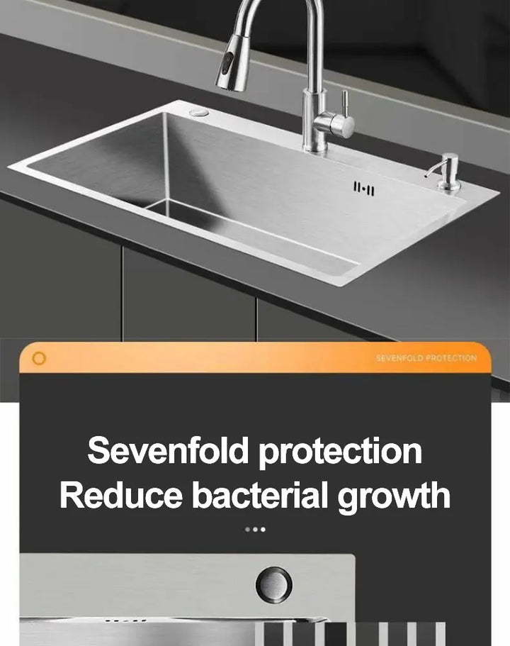 Thickened 304 Stainless Steel Single Sink Kitchen Sink Undermount Dishwashing Trough