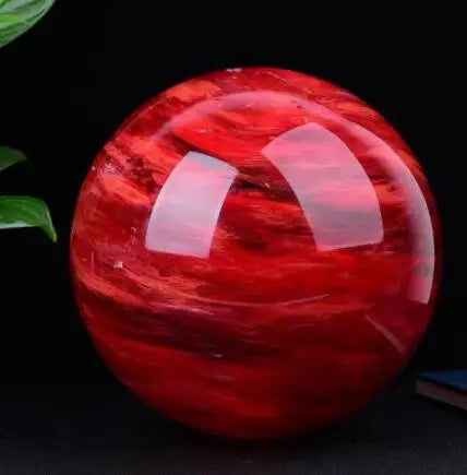 10CM Natural Rare Red Smelting Stone Energy Saving Quartz Crystal Ball Home Office Decoration Natural Cutting Polished Wand 1PC