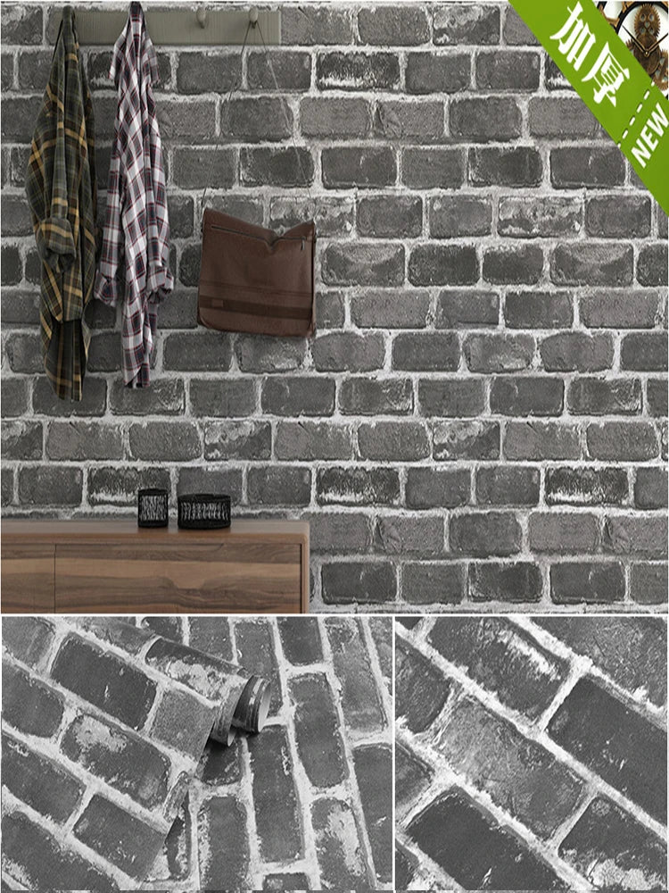 Self sticking PVC retro nostalgic imitation brick texture brown red brick self-adhesive wallpaper for home decoration vinyl film