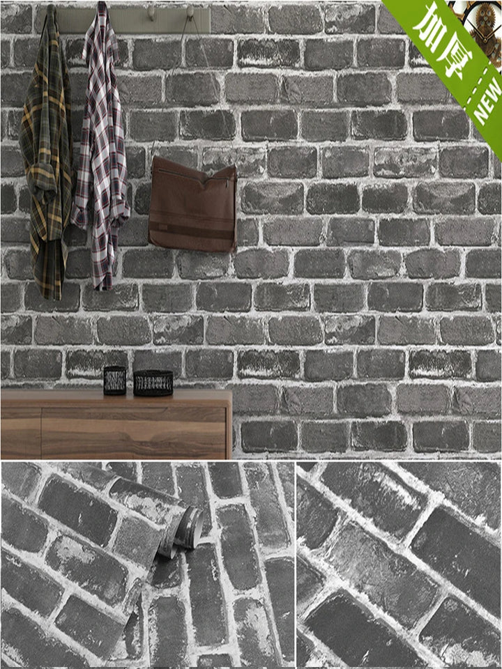 Self sticking PVC retro nostalgic imitation brick texture brown red brick self-adhesive wallpaper for home decoration vinyl film