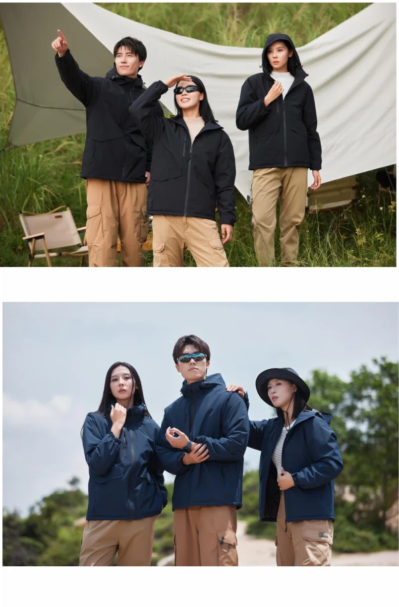 Winter Jacket Custom Logo Thick Velvet Warm Coat Men Women Windproof Hooded Outdoor Casual Mountaineering Overcoat ELIKE