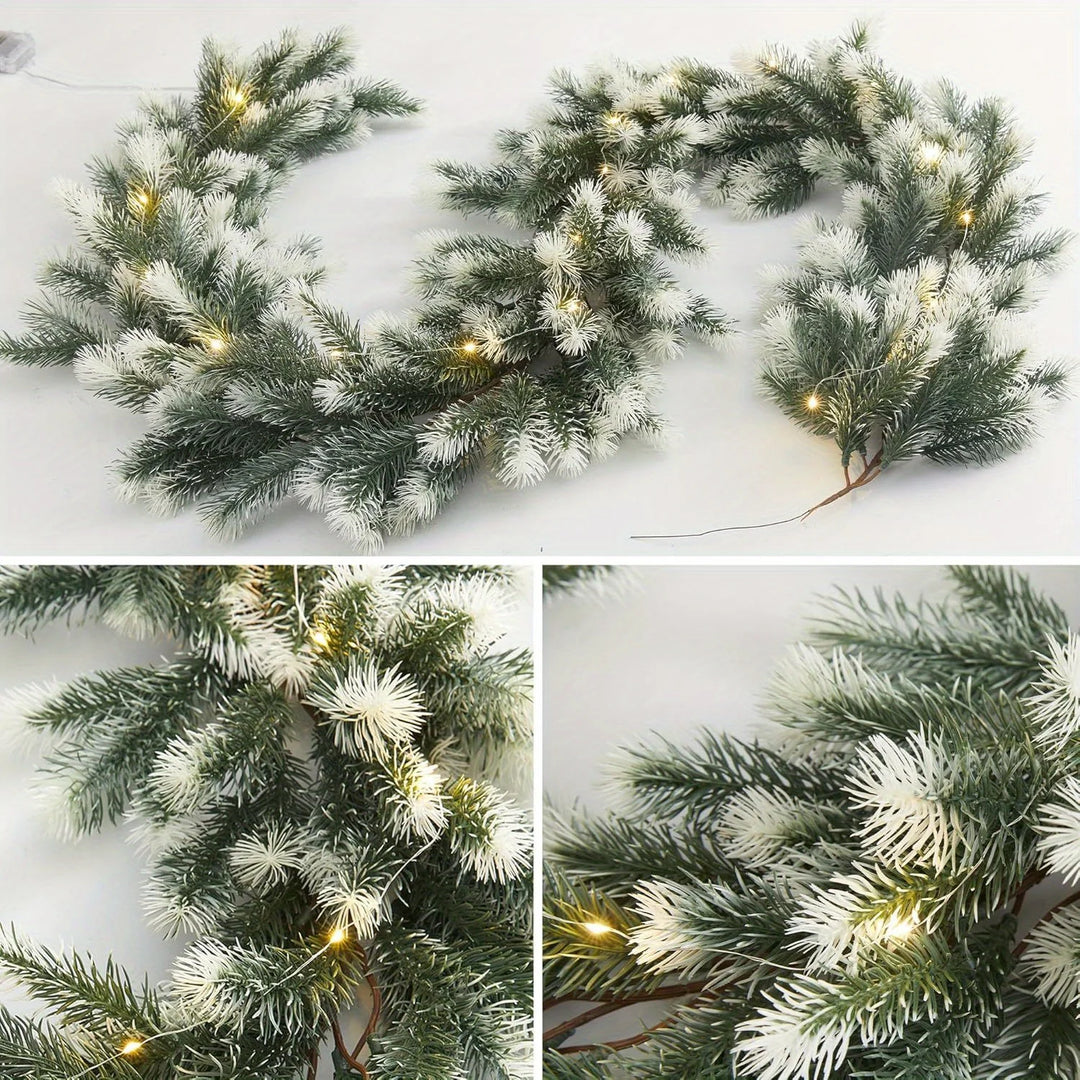 Handcrafted 74.8" Pine Christmas Garland with LED String Lights - Perfect for Indoor & Outdoor Holiday Decor, Christmas Decor
