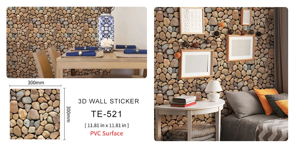 15PCS Wall Sticker Waterproof PVC imitation brick Wallpapers for TV walls living room bedroom kitchen kids rooms painted surface