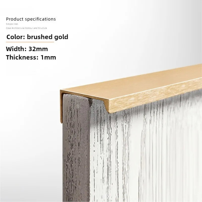 Gold Black Hidden Cabinet Pulls Aluminum Alloy Kitchen Cupboard Handles Drawer Knobs Furniture Handle Bedroom Hardware