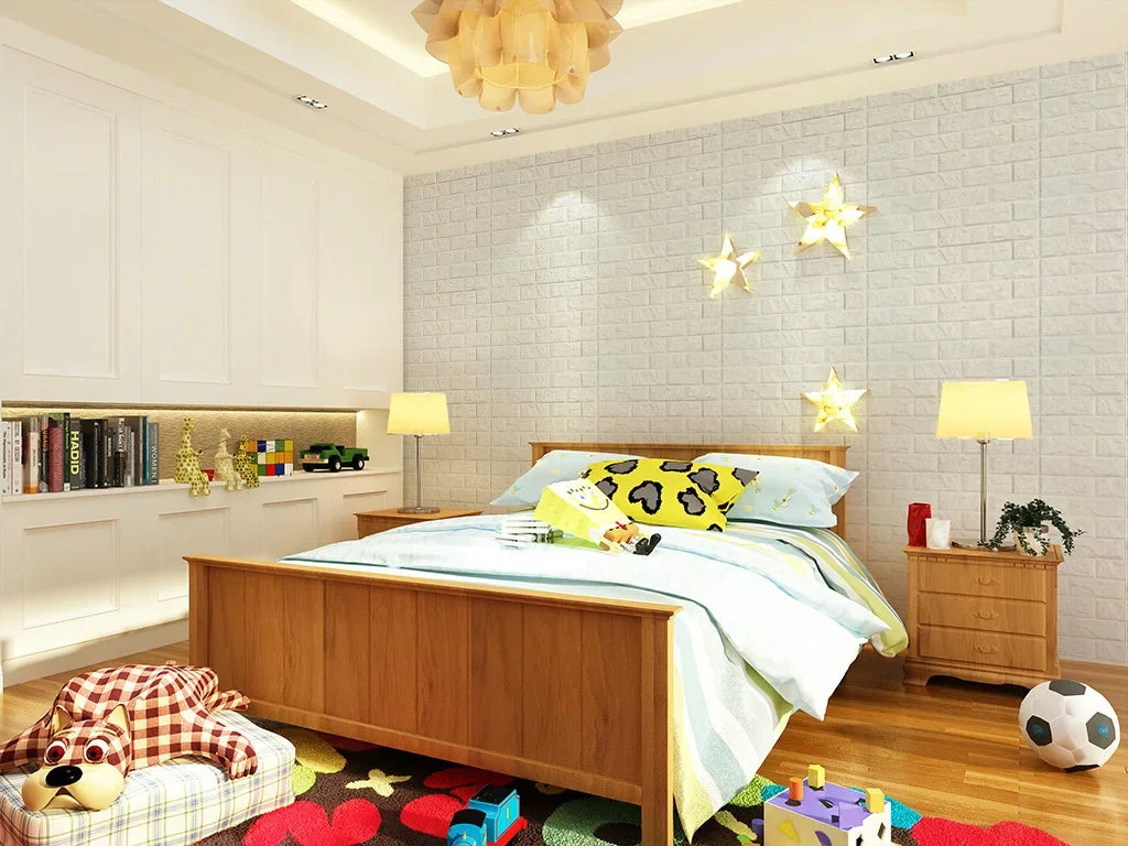 20pcs 35m*38.5cm 3DWall Sticker Solid Color Faux Brick Bedroom Home Decor Waterproof Self Adhesive DIY Living Room Wallpaper