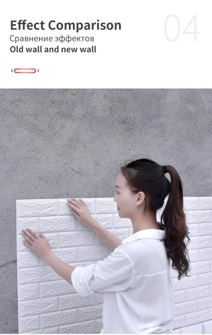 20pcs 35m*38.5cm 3DWall Sticker Solid Color Faux Brick Bedroom Home Decor Waterproof Self Adhesive DIY Living Room Wallpaper