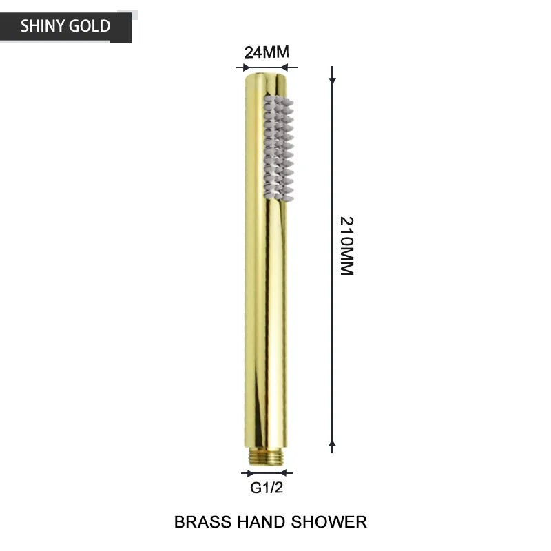 Brass Golden Rainfall Shower Head Rose Gold Handheld Shower Bathroom