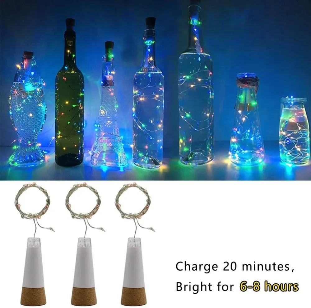 5-pack 2m Cork Bottle Fairy Lights USB Rechargeable Christmas Garland String Lights for Bedroom Room Home Wedding Party Decor