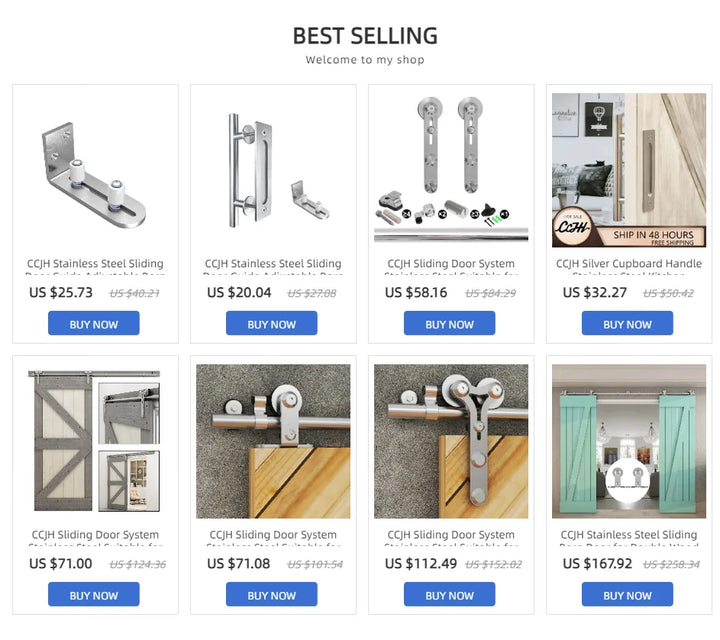 CCJH Sliding Door System Stainless Steel Suitable for Single Door T Type Roller Hanger Barn Door Hardware Kit  6FT/5.5FT