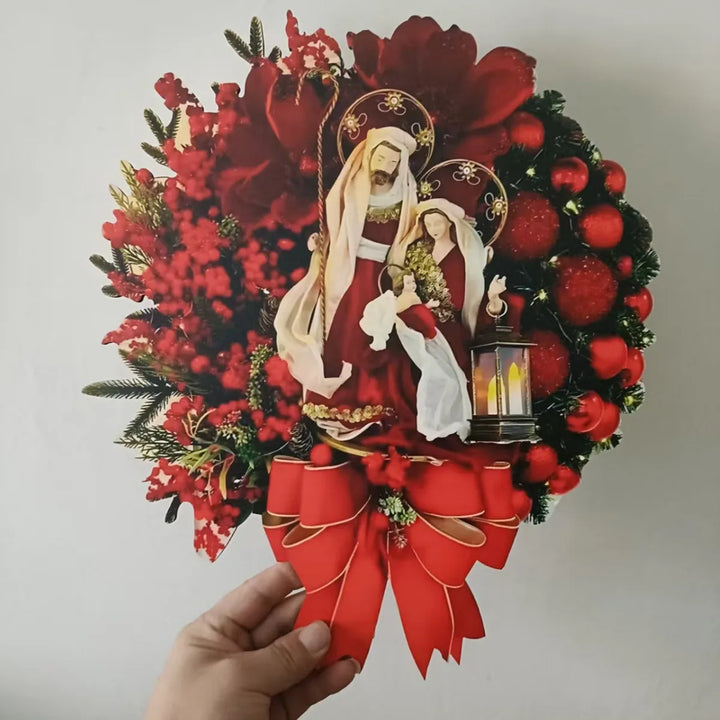 Christmas Wreath for Front Door Red Gold Window Wall Door Decorations 2025 Christmas Garland Ornament