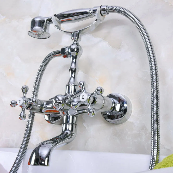 Bathtub Faucets Wall Mounted Polished Chrome Bathtub Faucet With Hand Shower Bathroom Bath Shower Faucets Nna185