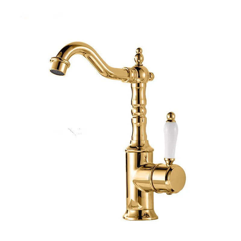 Antique Bronze Basin faucet Gold  bathroom faucet Deck Mounted Black Kitchen Faucet  sink tap Hot Cold Chrome basin Tap Brass