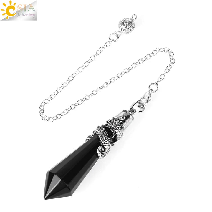 CSJA Dragon Crystals Pendulums for Dowsing Natural Stone Quartz Pendant Divination Pendulum 12 Faceted Balancing Pendulo H024