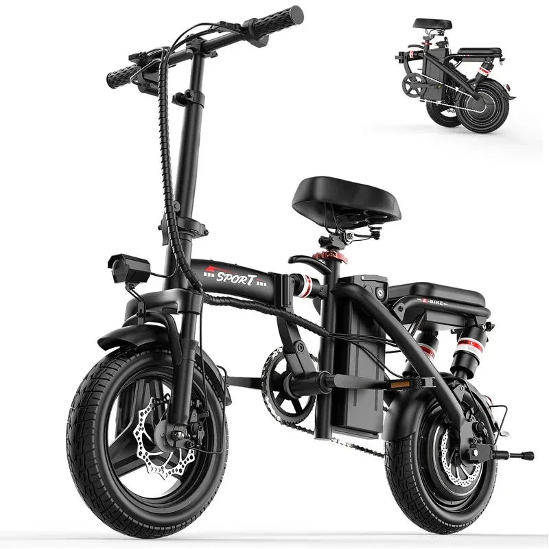 400W power electric bicycle, 14-inch foldable urban fashionable transportation E-Bike, 48V 30AH super large capacity battery