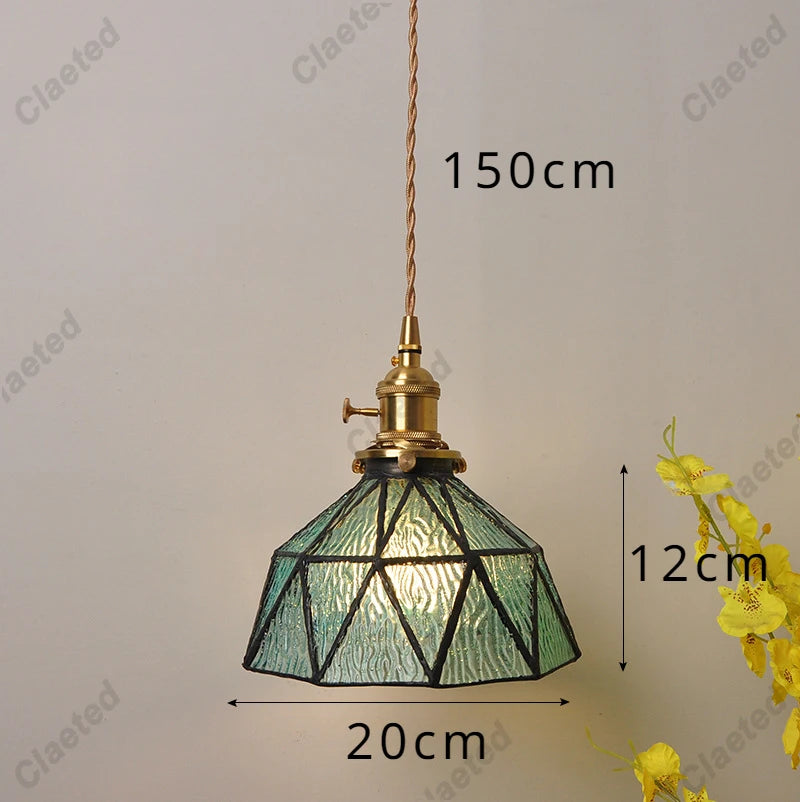 IWHD Modern Copper Glass LED Pendant Lamp Switch Living Room Bedroom Green Amber White Nordic Hanging Lights