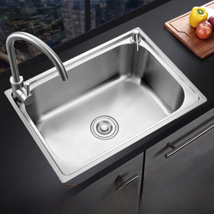 Stainless Steel 304 Food Grade Thickened Single Sink Vegetable Washing Basin Dishwashing Basin Integrated Molding Set