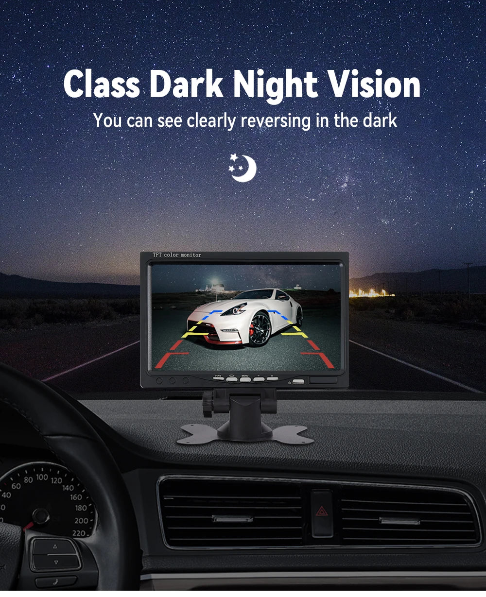 Backup Camera 7" HD TFT LCD Vehicle Rear View Monitor Waterproof Back Up Camera Night Vision for Truck RV