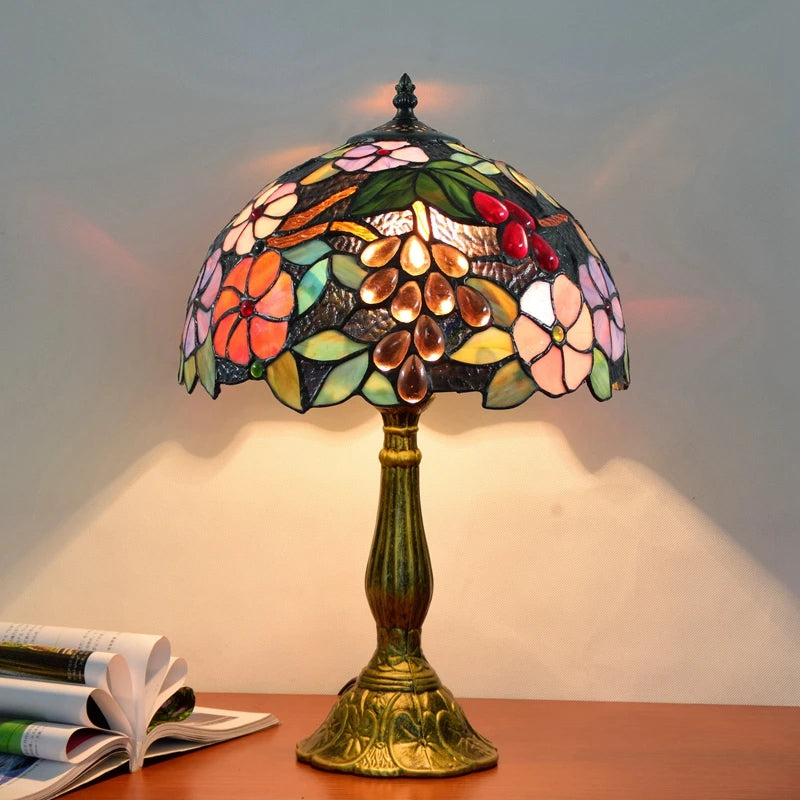 Turkish Table Lamp Tiffany Stained Glass with Dragonflys Vintage Desk Lamp Mediterranean Deco Lighting