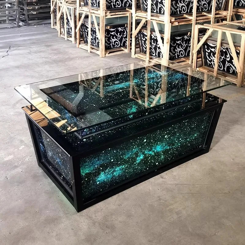 Luminous Tempered Glass Coffee Table Custom Color Size Coffee Table Display Design salon Wohnzimmer Tisch Home Accessories