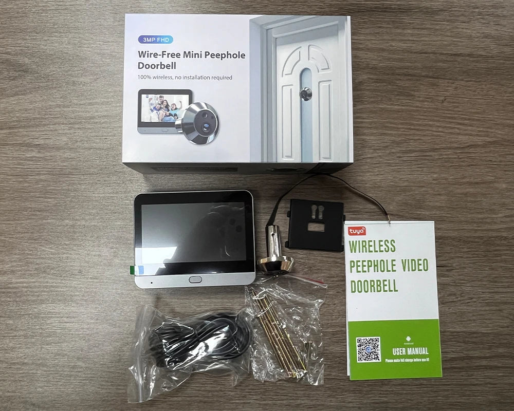 Tuya Smart 3MP 140° Wide View Angle Mini Digital Peephole Eye Viewer WiFi IR PIR Detection Doorbell Door Camera Alexa Google