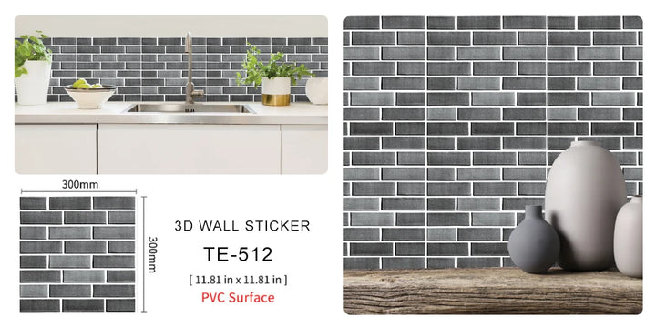 15PCS Wall Sticker Waterproof PVC imitation brick Wallpapers for TV walls living room bedroom kitchen kids rooms painted surface