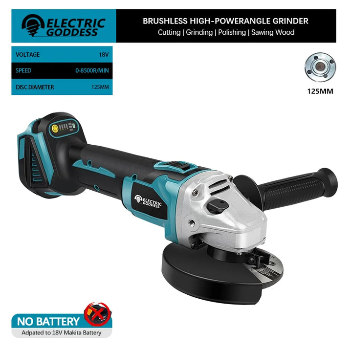 125/100mm Brushless Angle Grinder Polishing Cutting Machine Cordless Angle Grinder Tool For Makita 18V Battery Pin