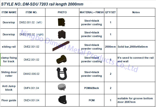 Dimon Customized America Style Black Color Carbon Steel Sliding Wooden Door Hardware DM-SDU 7203