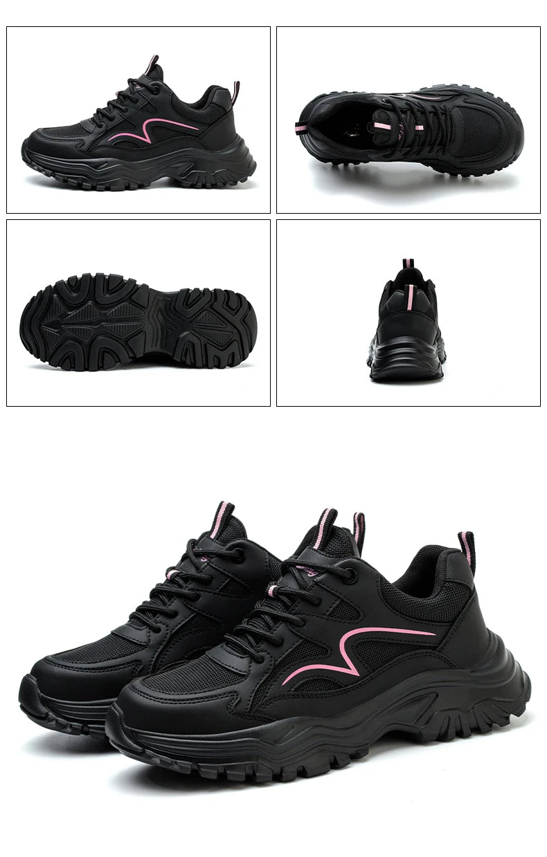 Safety Shoes Women Work Sneakers Structured Shoes Pneumatic-Proof Protective Shoes Work Boots Steel Toe Female Platform Shoes