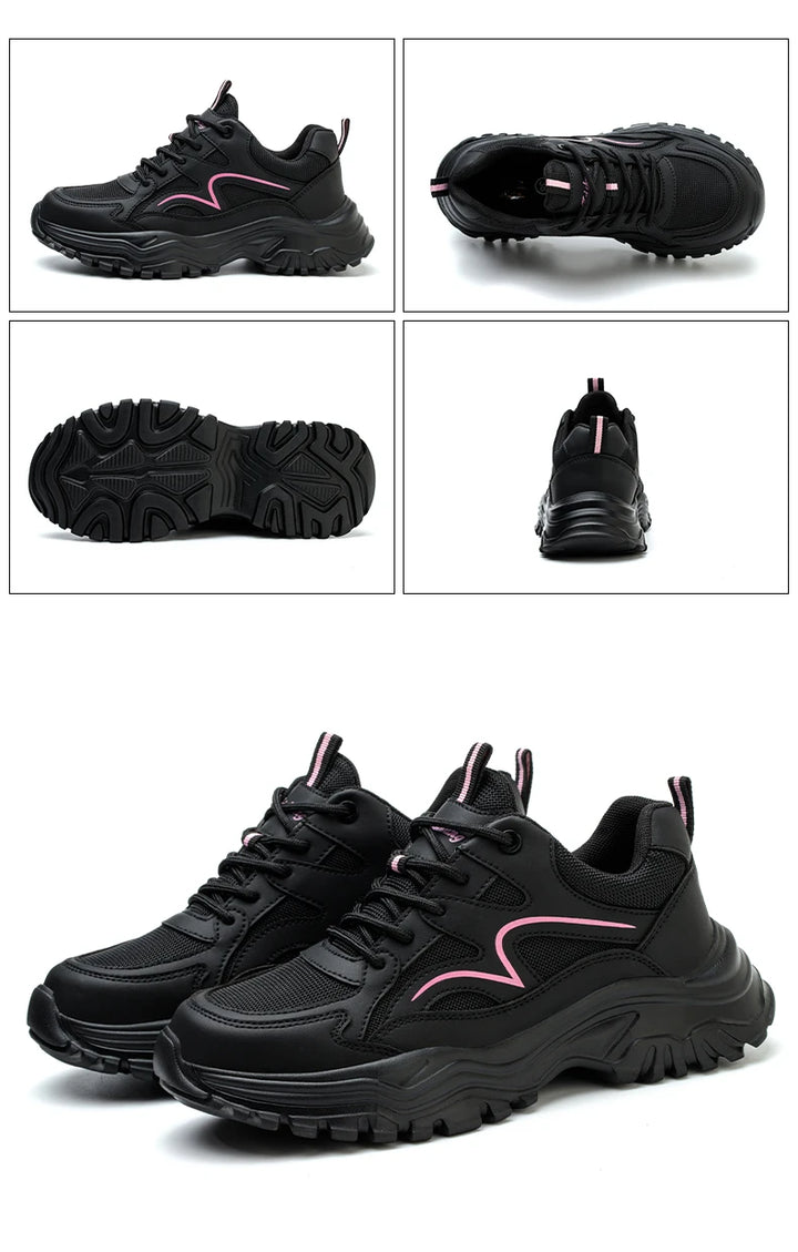 Safety Shoes Women Work Sneakers Structured Shoes Pneumatic-Proof Protective Shoes Work Boots Steel Toe Female Platform Shoes