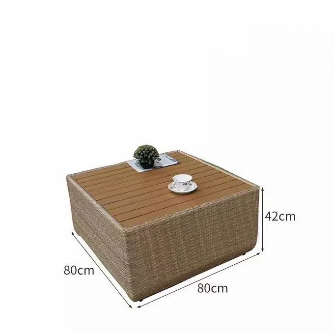 Modern Outdoor Rattan Lounge Set, Weatherproof PE Wicker Sofa & Coffee Table for Sales Office Display, Courtyard Garden