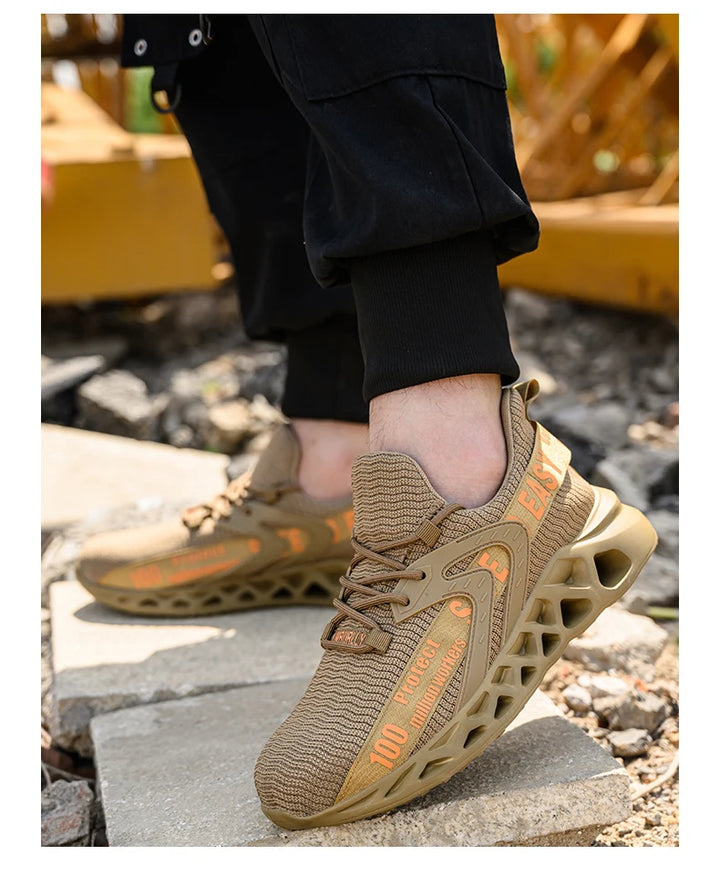 New Safety Shoes Men Breathable Light Work Sneakers Steel Toe Shoes Anti-smash Anti-puncture Indestructible Shoes Large Size 50
