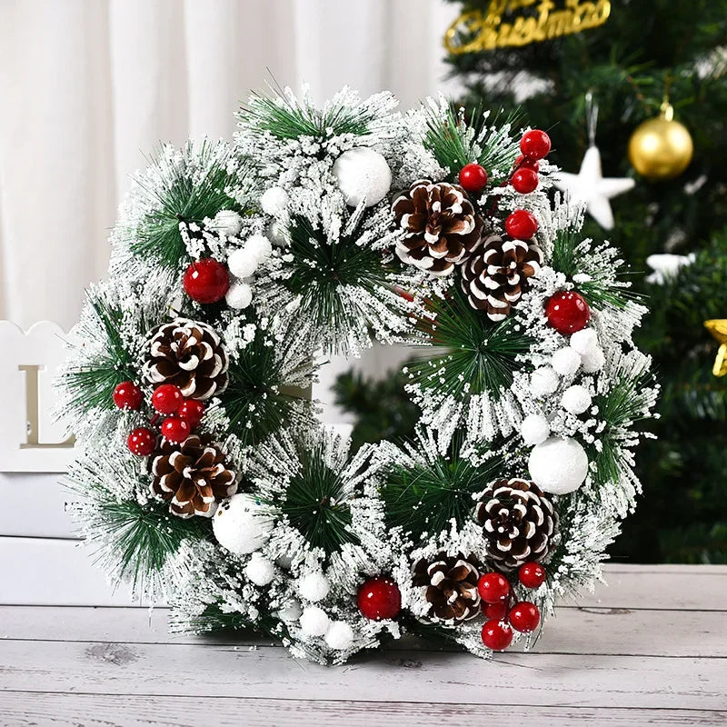 Christmas Wreath for Front Door Red Gold Window Wall Door Decorations 2024 Christmas Garland Ornament Guirnalda Navidad