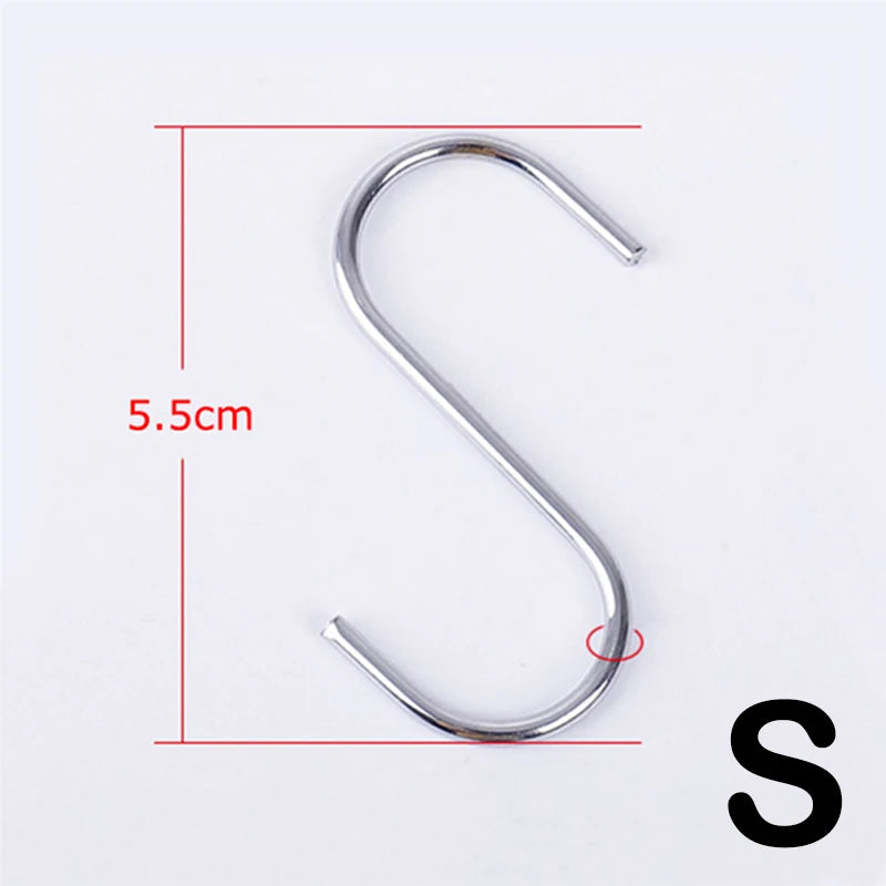 3/10pcs Stainless Steel S-Shape Hook Multi-function Kitchen Bedroom Railing S Hanger Clasp Holder Hooks Hanging Clothes Rack