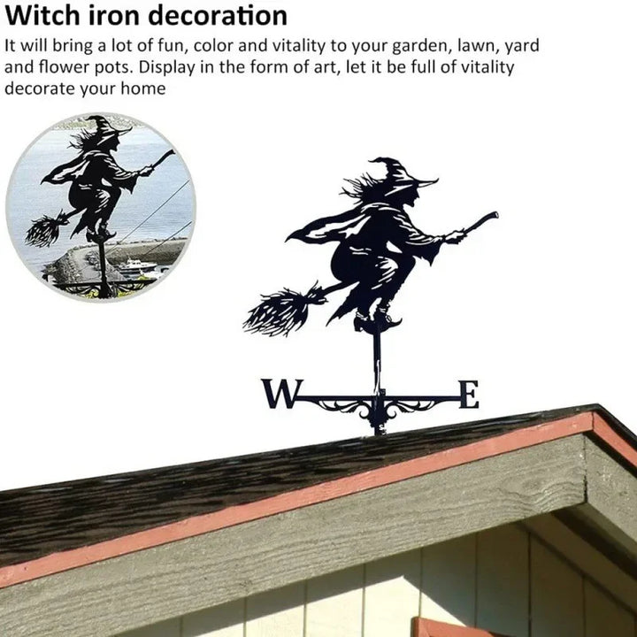 Metal Weathervane,Witch Iron Weather Vane,Sea Rover Wind Direction Indicator,Garden Outdoor Roof Decoration,
