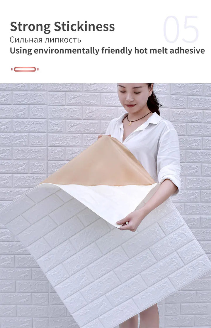 10Pcs Self-Adhesive 3D Wall Sticker DIY Brick Stickers Home Kids Room Kitchen Ceiling Decor No Odor No Pollution Wallpaper 70X77