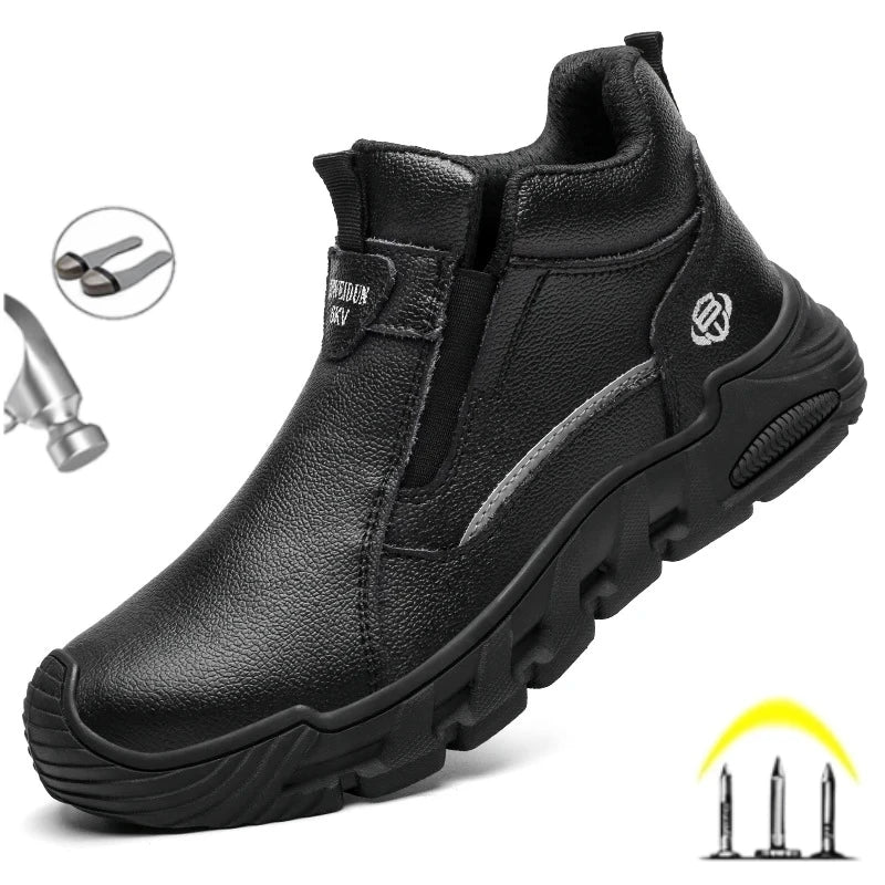Insulated 6KV Plastic Toe Men's Safety Shoes Anti-impact Puncture-Resistant Work Boots Durable Labor Protection Footwear