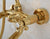 Polished Gold Brass Wall Mount Bathroom Bathtub Faucet Dual Handles Bath Shower Mixer Tap with Hand Shower