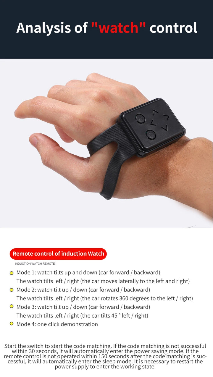 4WD stunt remote control car LED lights watch induction twist music 360° rotation off-road climbing children's toys Holiday gift
