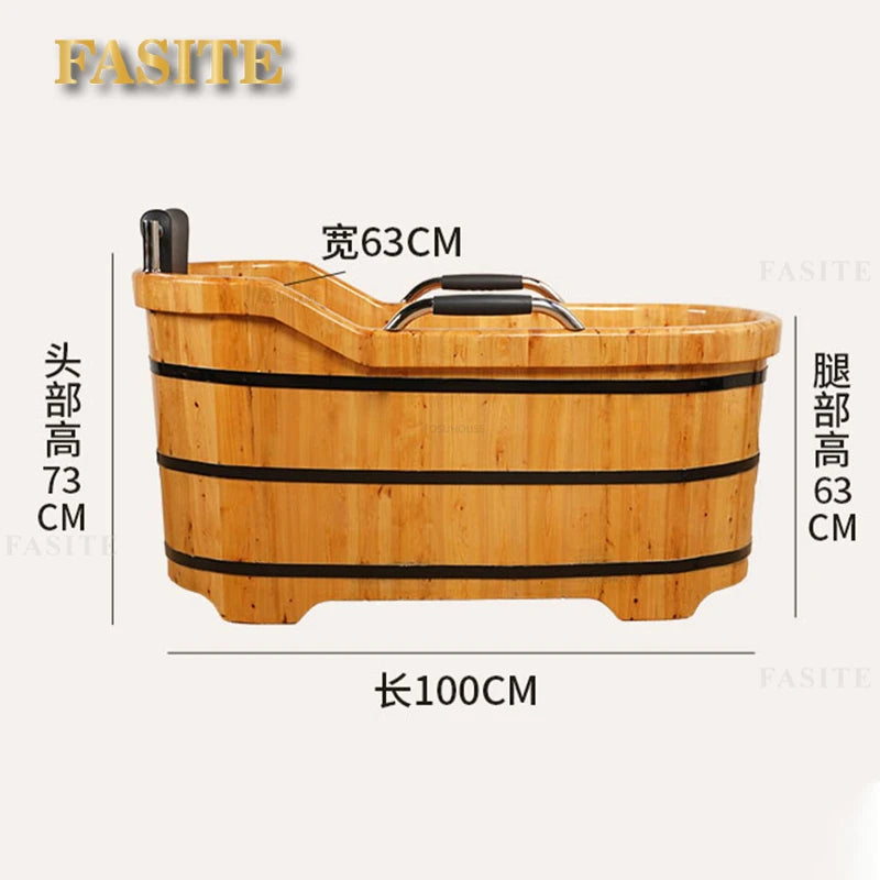 Portable Bathtubs Wooden Barrel Sweat Steaming with Cover Home Full Body Adult Bath Barrel Adult Home Beauty Salon Bath Tub